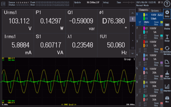 WT5000에서 블루레이 레코더의 대기 전력 측정 예